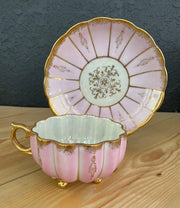 Vintage Royal Sealy China Scalloped Lustreware Footed Bone China Porcelain Tea Cup & Saucer